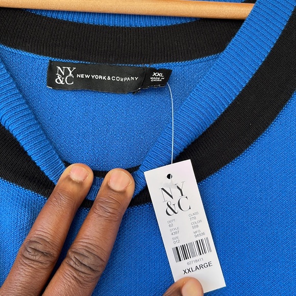 New York & Company Blue Sheath Dress with Long Sleeves - Picture 7 of 13